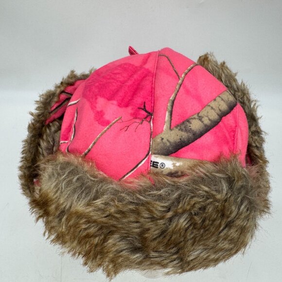 Hot Shot Realtree Women Insulated Trapper w/ Faux Fur One Size Pink Camo Outdoor - Picture 2 of 11